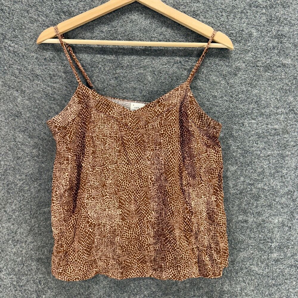 A New Day Top Women XS Brown Animal Print V-Neck Sleeveless Spaghetti Strap